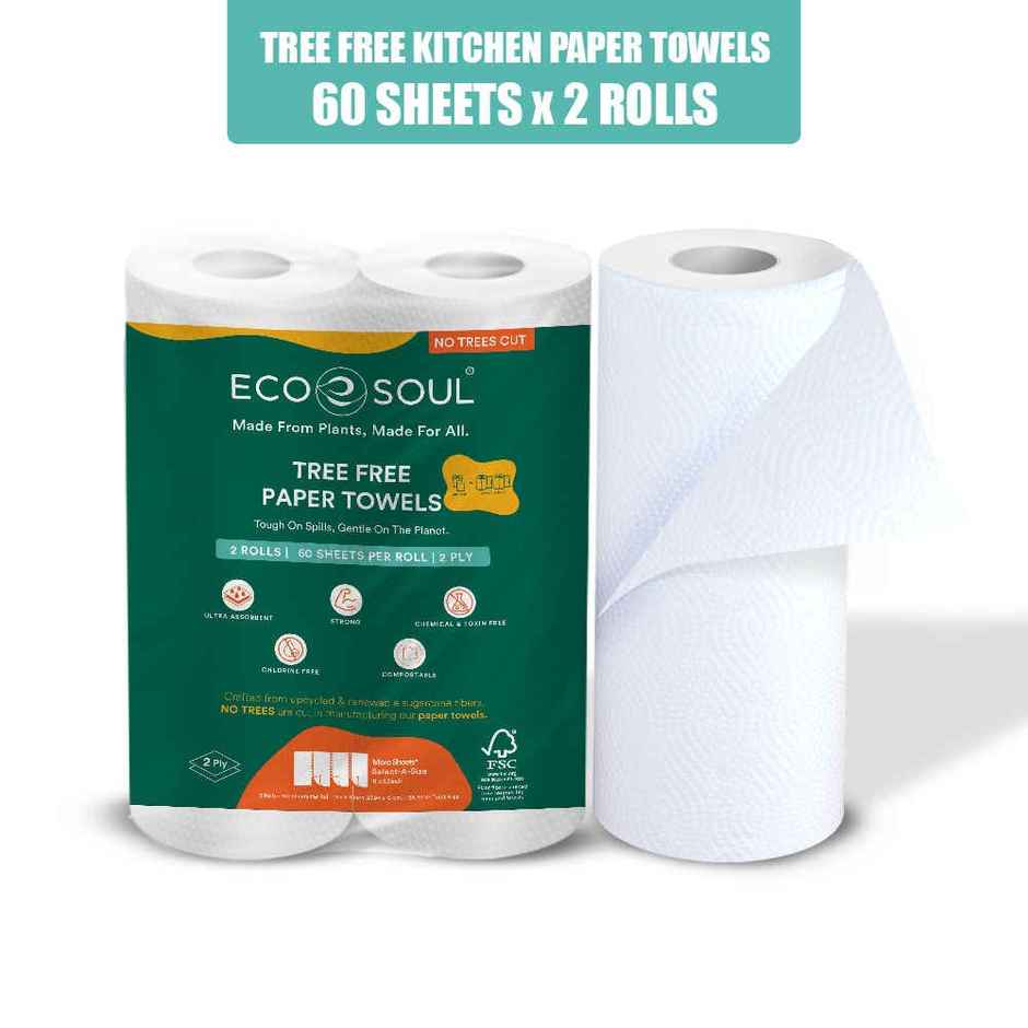 ECO SOUL Paper Towel | 2 ply | 2 Rolls | 60 Pulls Each