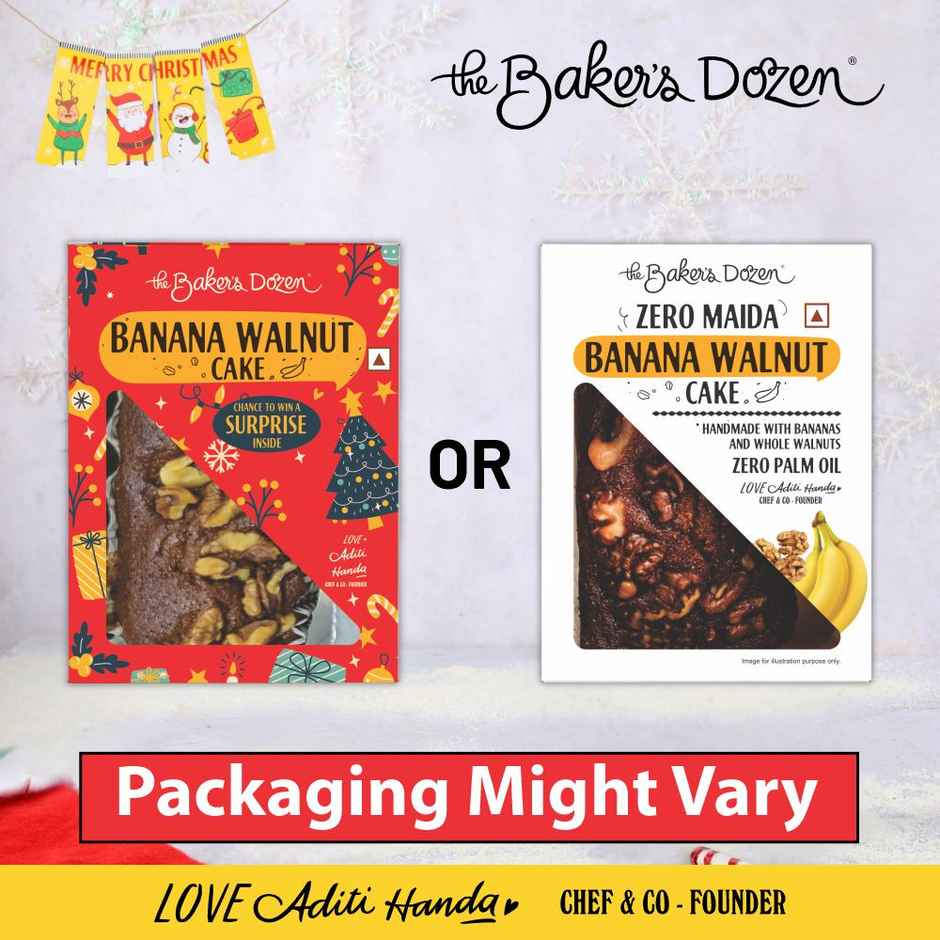 The Baker'S Dozen Whole Wheat Banana Walnut Cake | Bakery Delight (150g) & The Baker'S Dozen Zero Maida Elaichi Rusk (80g) Combo