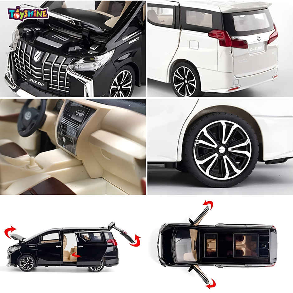 Toyshine 1:24 Die Cast Deluxe Vehicle with Music, Lights & Pull Back Function for Kids 3+ (Black)