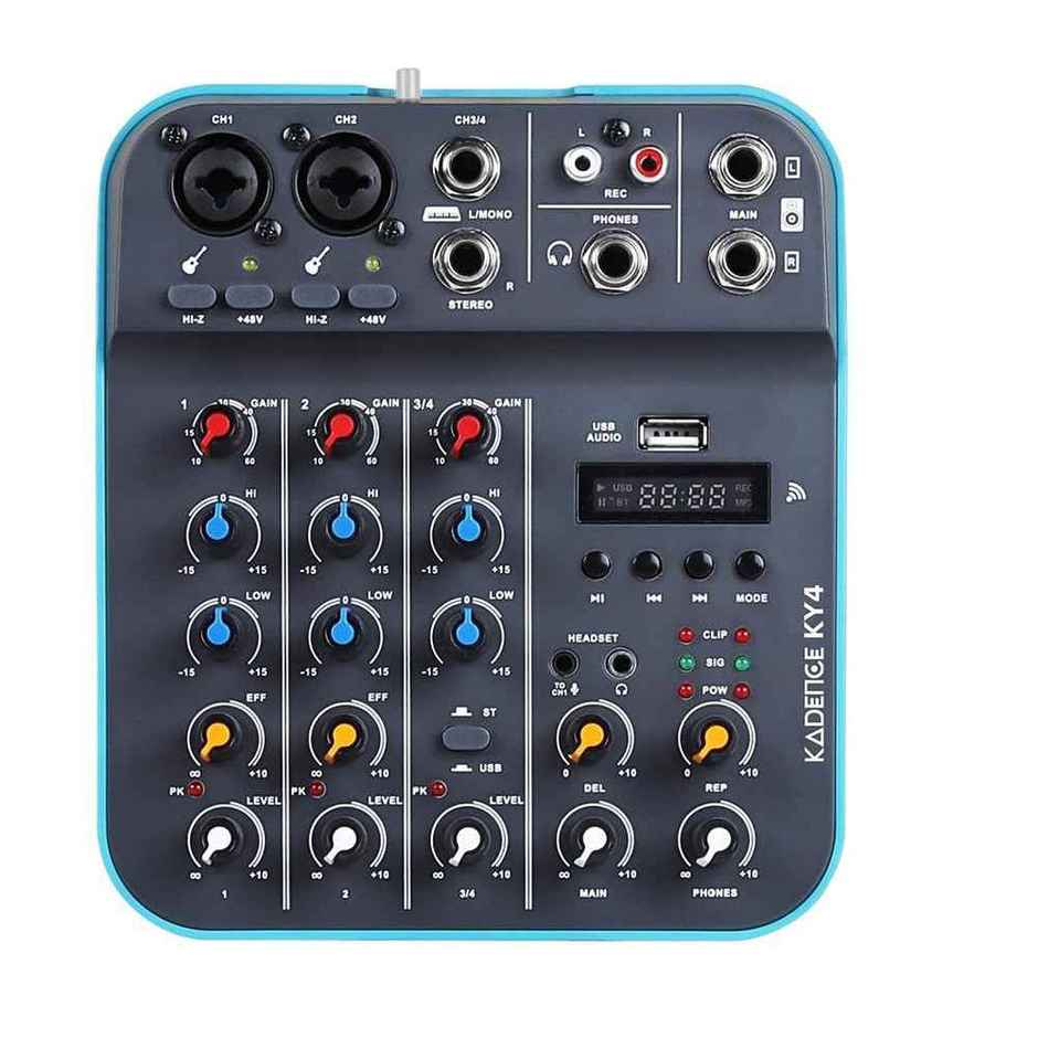 Kadence 4-Channel Audio Mixer with Bluetooth, USB, 48V Phantom Power