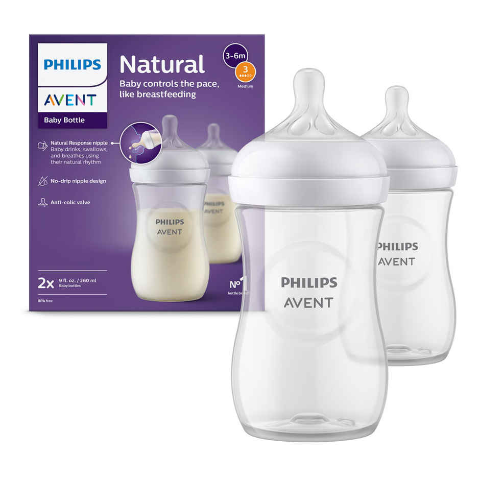 Philips Avent Natural Baby Feeding Bottle |1m+| 260ml| Pack of 2 | SCY903/02