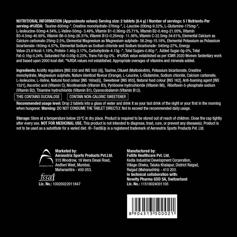 Fast&Up NightOut Hangover Solution | Orange Spritz Flavour