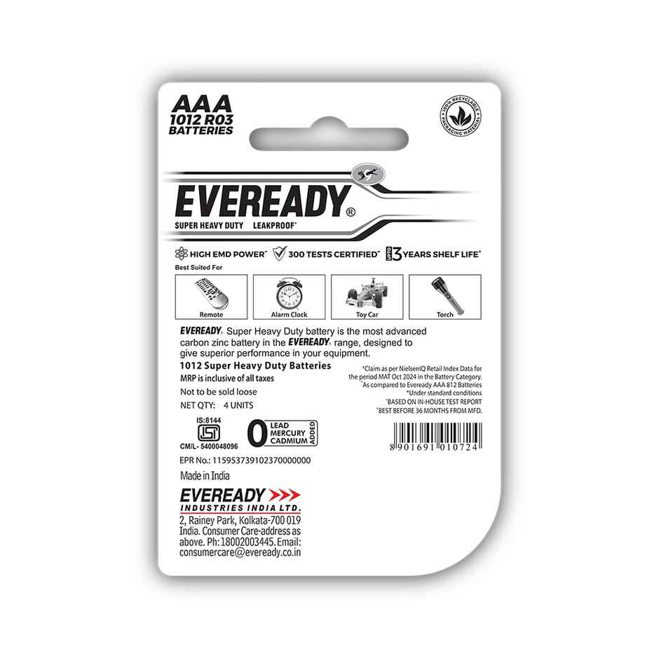 Eveready Carbon Zinc AAA | 3X EMD Power