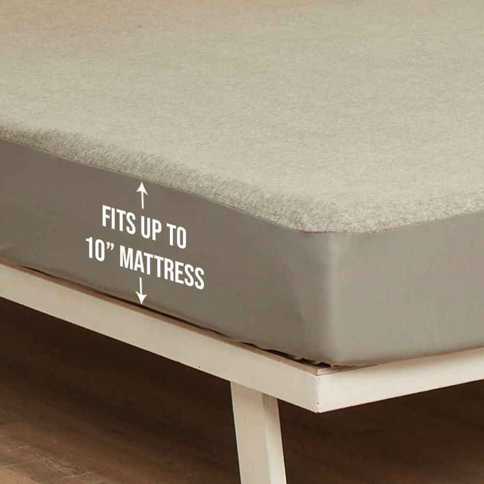 Wakefit Water Proof Terry Cotton Mattress Protector | Grey | Machine Washable | Super Soft 78x36 Inch