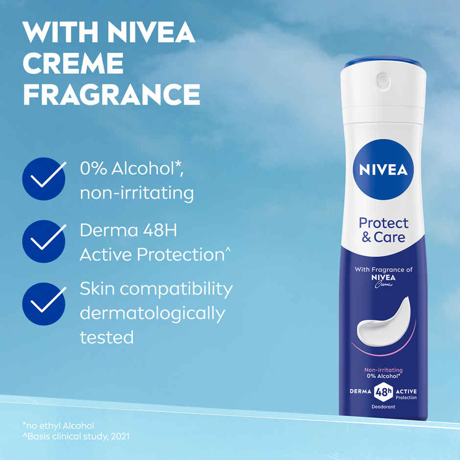 Nivea Women Deodorant Protect Care NonIrritating Protection with Nivea Crme Fragrance