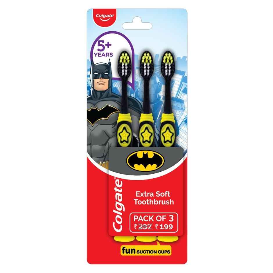 Colgate Kids Batman Manual Toothbrush, Extra-Soft Bristles And Built-In Tongue Cleaner