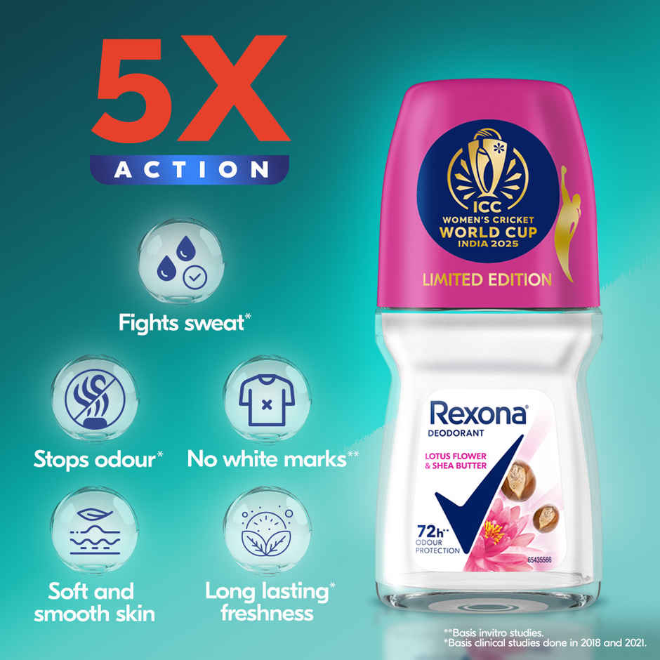 Rexona Antiperspirant Roll-on | Lotus Flower & Shea Butter 12-HAS & Glycerin