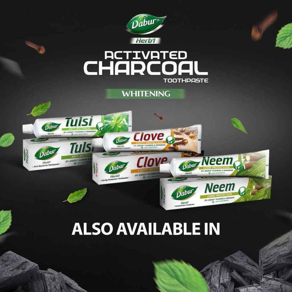 Dabur Herb'L Activated Charcoal Toothpaste With Mint For Whitening (Black Gel Paste)