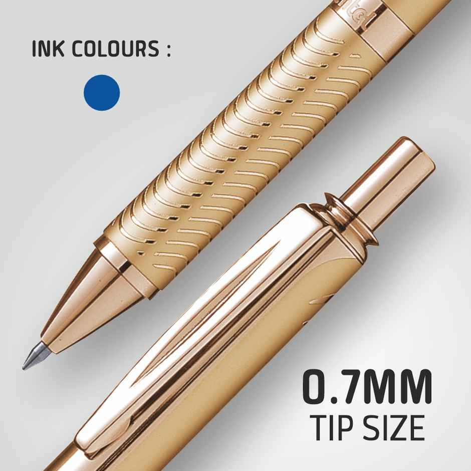 Pentel BL407 Energel Metal Single Box Matte Black Body Blue Ink