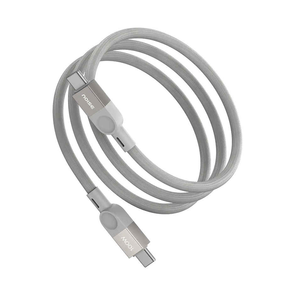 Noise Power Series 100W Braided Type-C to Type-C Cable, 1 Meter, Fast Charge | Type C Cable for iPhones 15 and Above, All Type C Androids Mobiles, Macbook, USB-C Laptops, other USB-C Devices - Grey