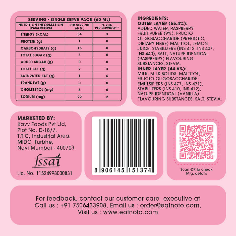 NOTO Raspberry Sugar Free, Guilt Free Duet