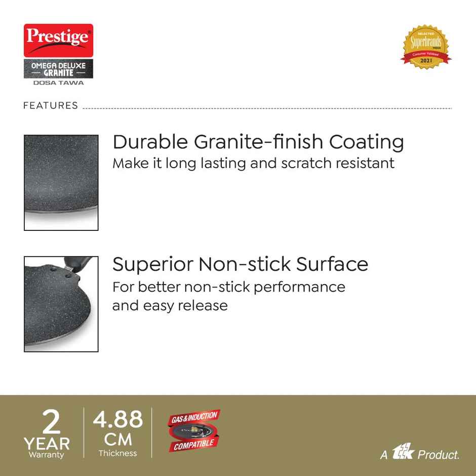 Prestige Omega Granite Dosa Tawa 28cm | Non Stick | Induction Base