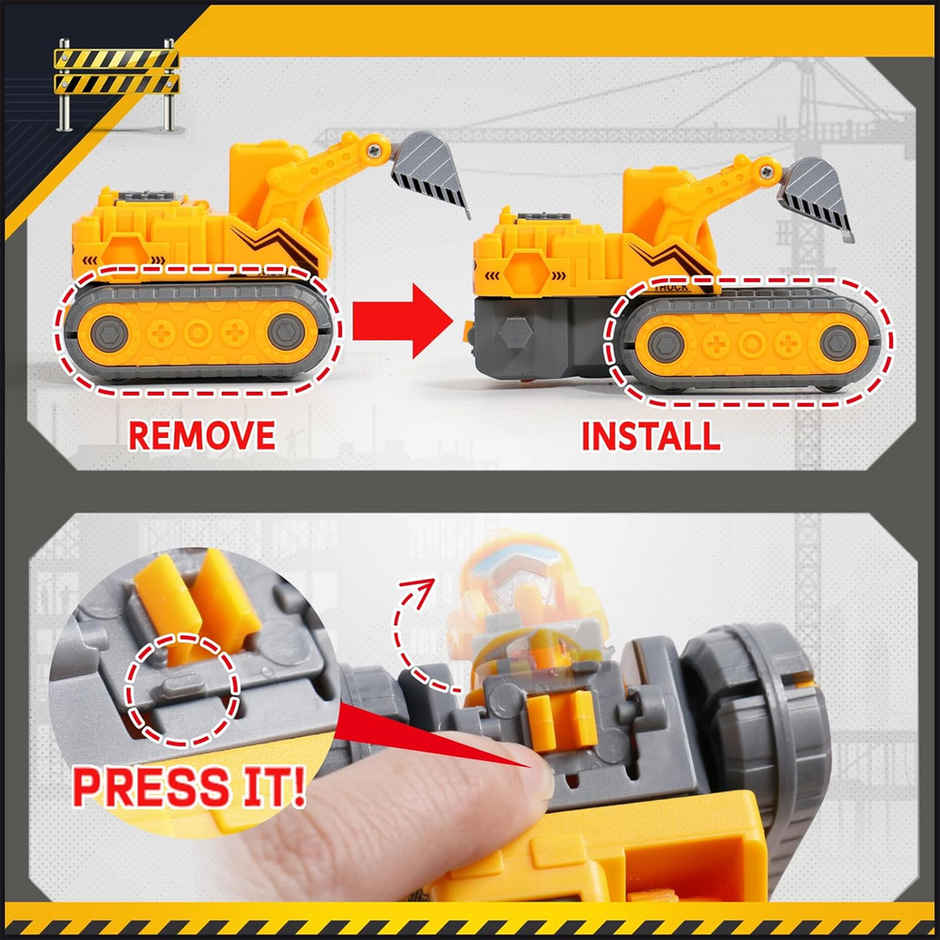 Kidology Transforming Robot Toys For Kids | Action Figures Robotic Construction Vehicles Toy Car