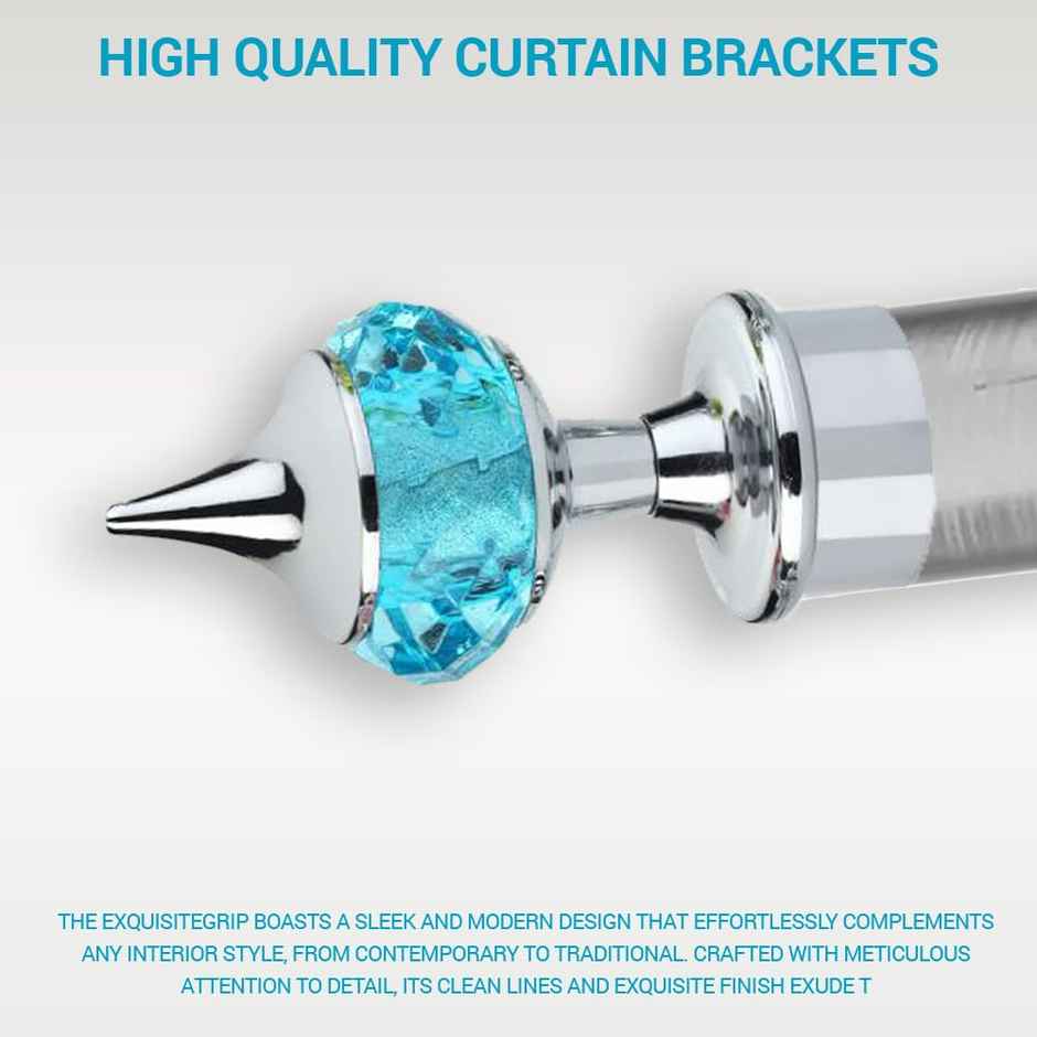 Gloxy Single Diamond Aluminium Curtain Bracket | 1 inch Support | 4 Pair, Silver mix Sky Blue