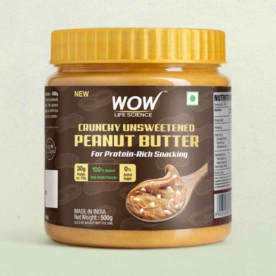WOW Life Science Crunchy Unsweetened Peanut Butter