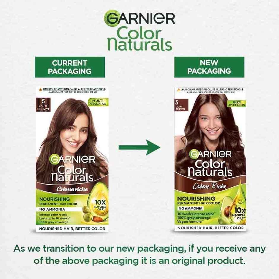 Garnier Color Naturals Long-Lasting Creme Hair Color | Light Brown - Shade 5