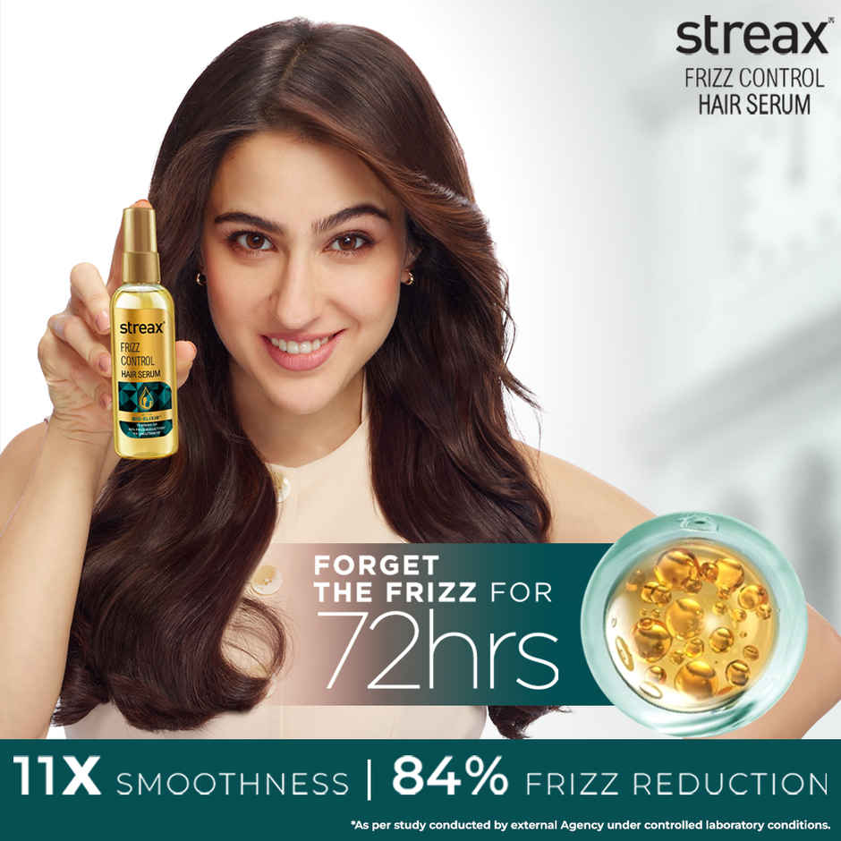 Streax Frizz-Control Hair Serum with Bio Elixir - 72H Frizz Protection, 84% Frizz Reduction