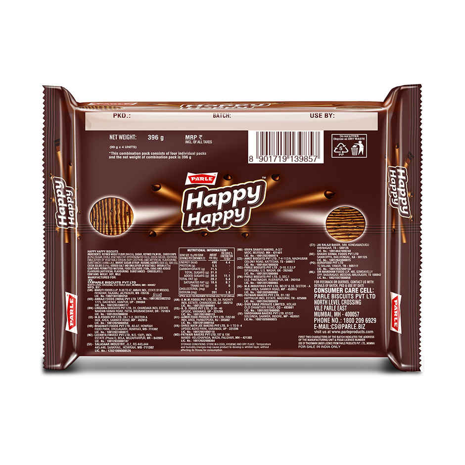 Parle Happy Happy Choco Chip Cookies | Sweet & Crunchy