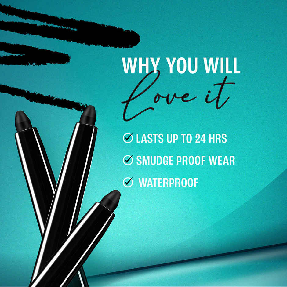 Lakme 9 to 5 Eyeconic Kajal Twin Pack, lasts upto 24hrs, Pack of 2- Deep Black