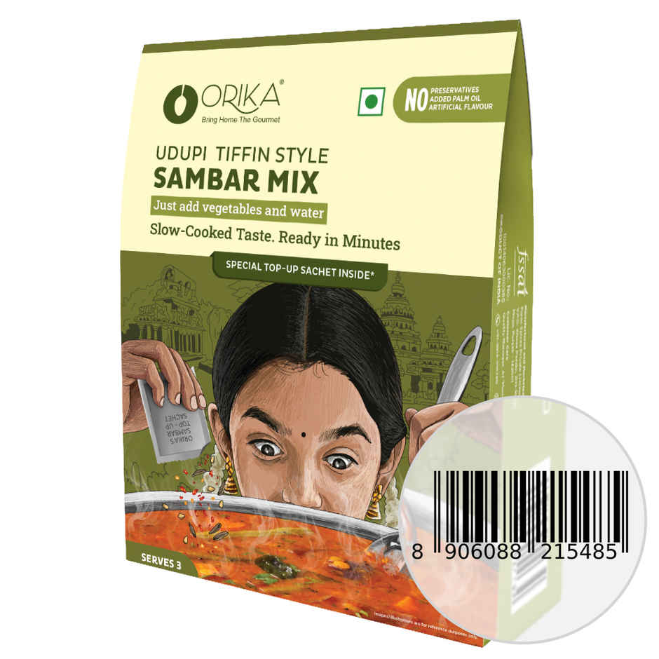 Orika Udupi Tiffin Style South Indian Sambar Mix | With Special Taste Maker Sachet