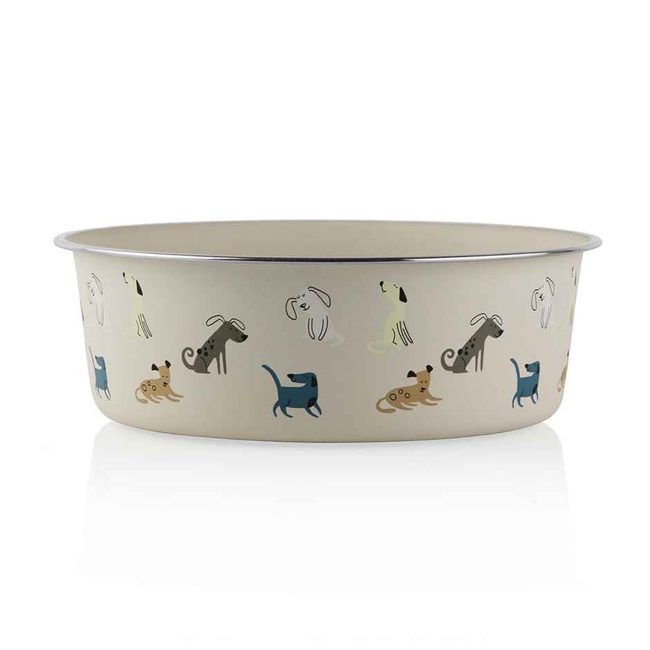 Pawpourri Cartoon Dog Print Bowl | White | 1800 ml