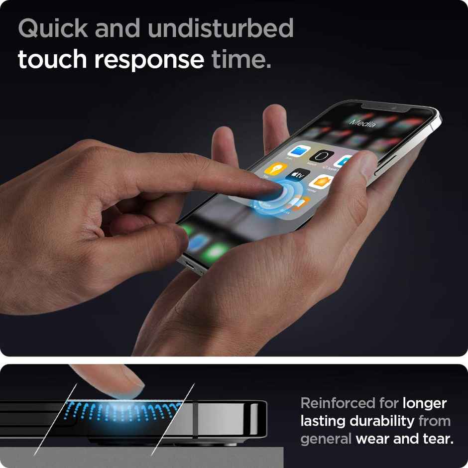Spigen Ez Fit Tempered Glass Screen Guard For Iphone 12 And Iphone 12 Pro - 2 Pack For Cellphone