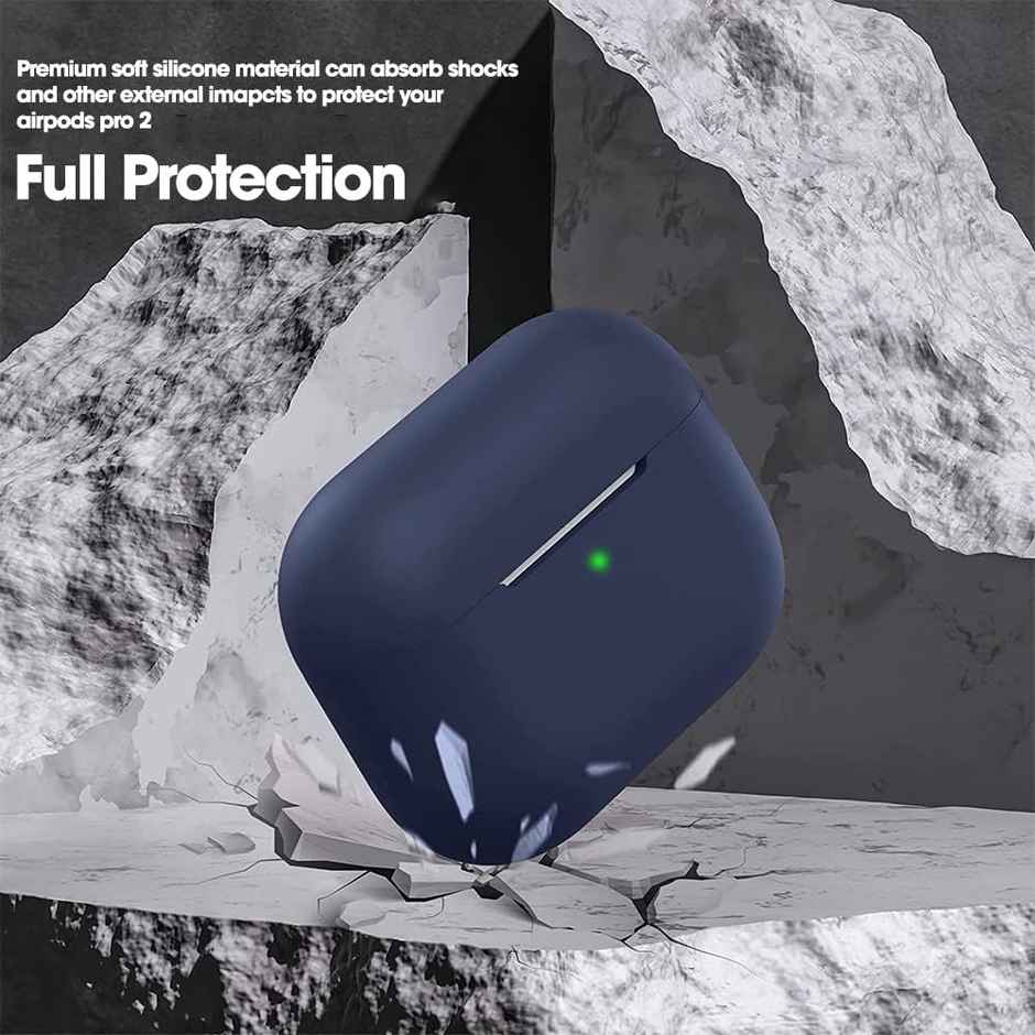 Sounce AirPods Pro 2nd Gen Case Cover | Shockproof Silicone with Keychain & LED Visible | Blue