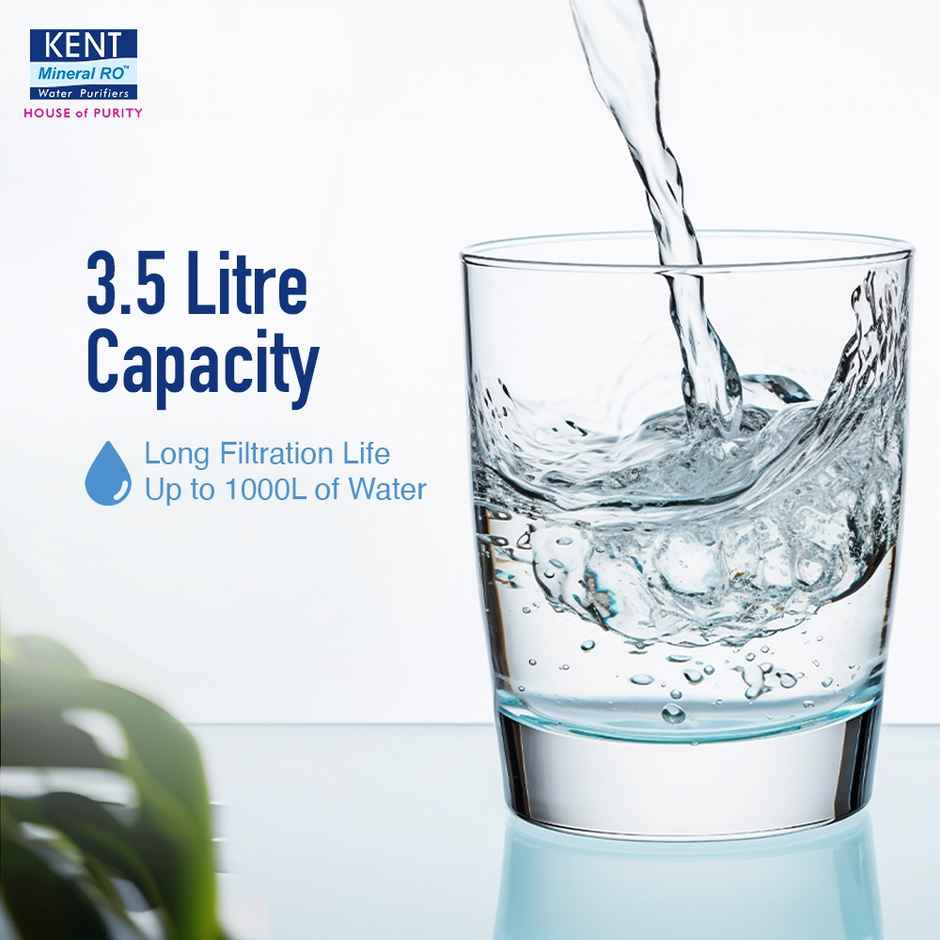 Kent 11054 Alkaline Water Filter Pitcher 3.5 L (Not Suitable For Borewell Or Tanker Water)