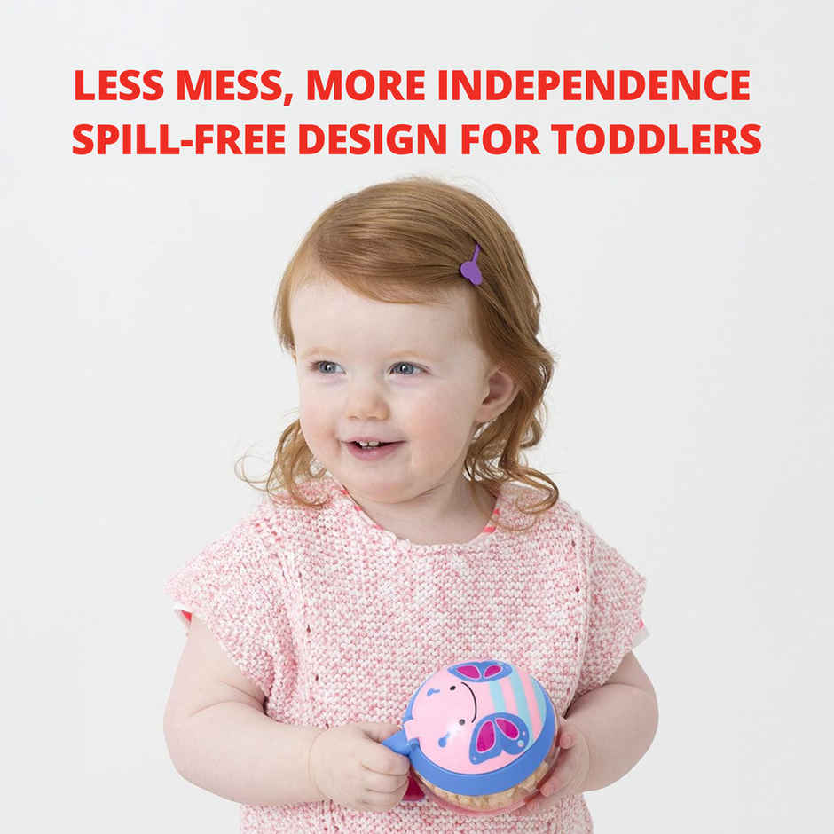 Skip Hop Zoo Snack Cup, Spill-Proof Toddler Snack Container Snap Lid, No-Mess,18- 36 M,Butterfly