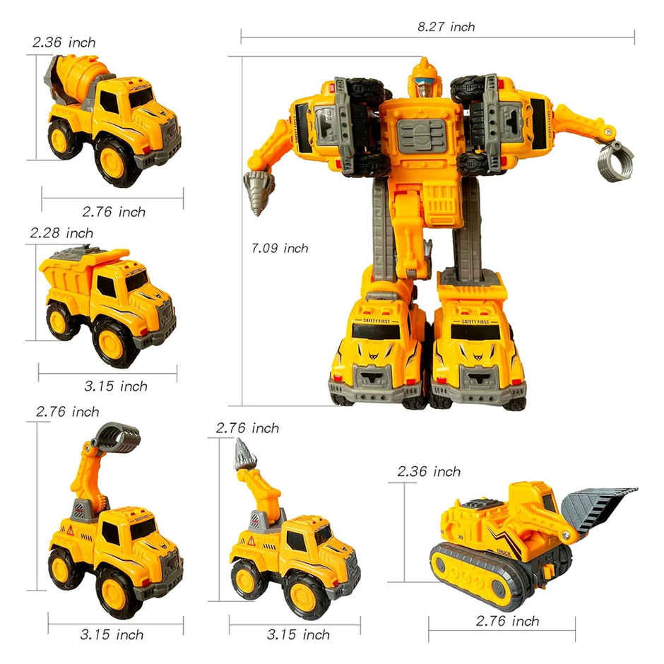 Kidology Transforming Robot Toys For Kids | Action Figures Robotic Construction Vehicles Toy Car