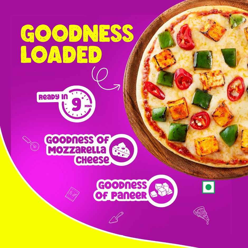 HyFun Tandoori Paneer Pizza, Cheesy Snack | Frozen