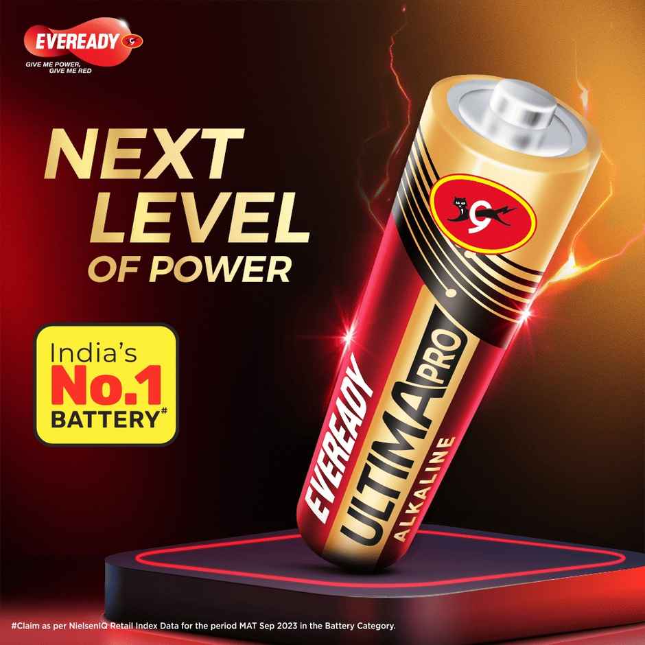 Eveready Ultima Pro Alkaline AA Battery | 800% Longer Lasting|Pack of 4