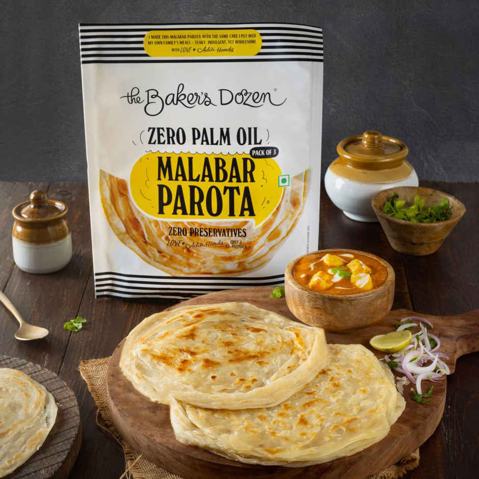 The Baker'S Dozen Zero Maida Whole Wheat Bread | Atta Bread (Not Brown) | Sandwich Bread | Gourmet (450g) & The Baker'S Dozen Zero Palm Oil Malabar Parota | Wheat Paratha | Ready To Eat | Ready To Cook (210g) Combo