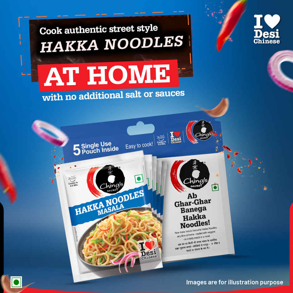 Ching's Secret Noodles Masala, Easy To Cook, Meal Kit, Cooks in 4 / 5 Mins
