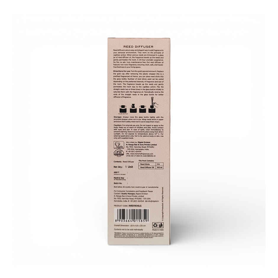 IRIS Lemongrass Frosted Glass Reed Diffuser Set | Oil and 5 Fibre Reed sticks