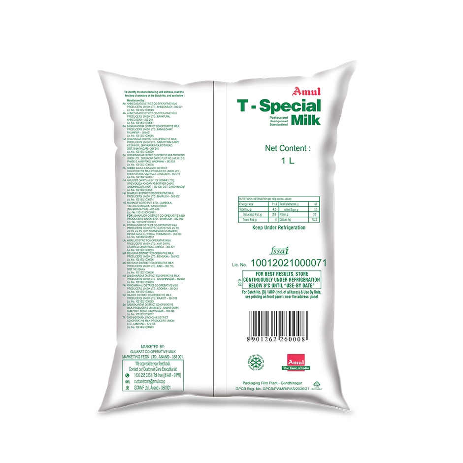 Amul T-Special Fresh Milk | Pouch
