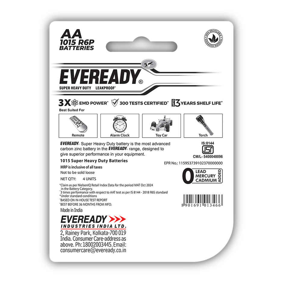 Eveready Carbon Zinc AA | 3X EMD Power