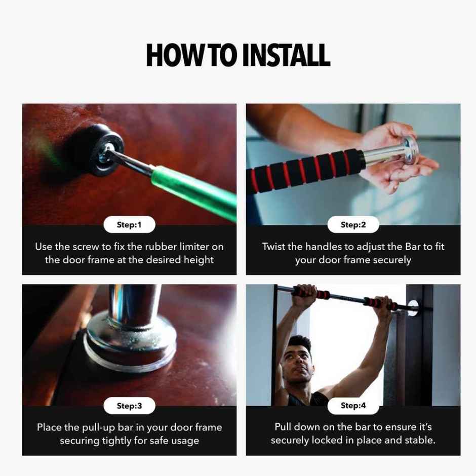 Boldfit Classic Core Pull-Up Bar with Extended Foam
