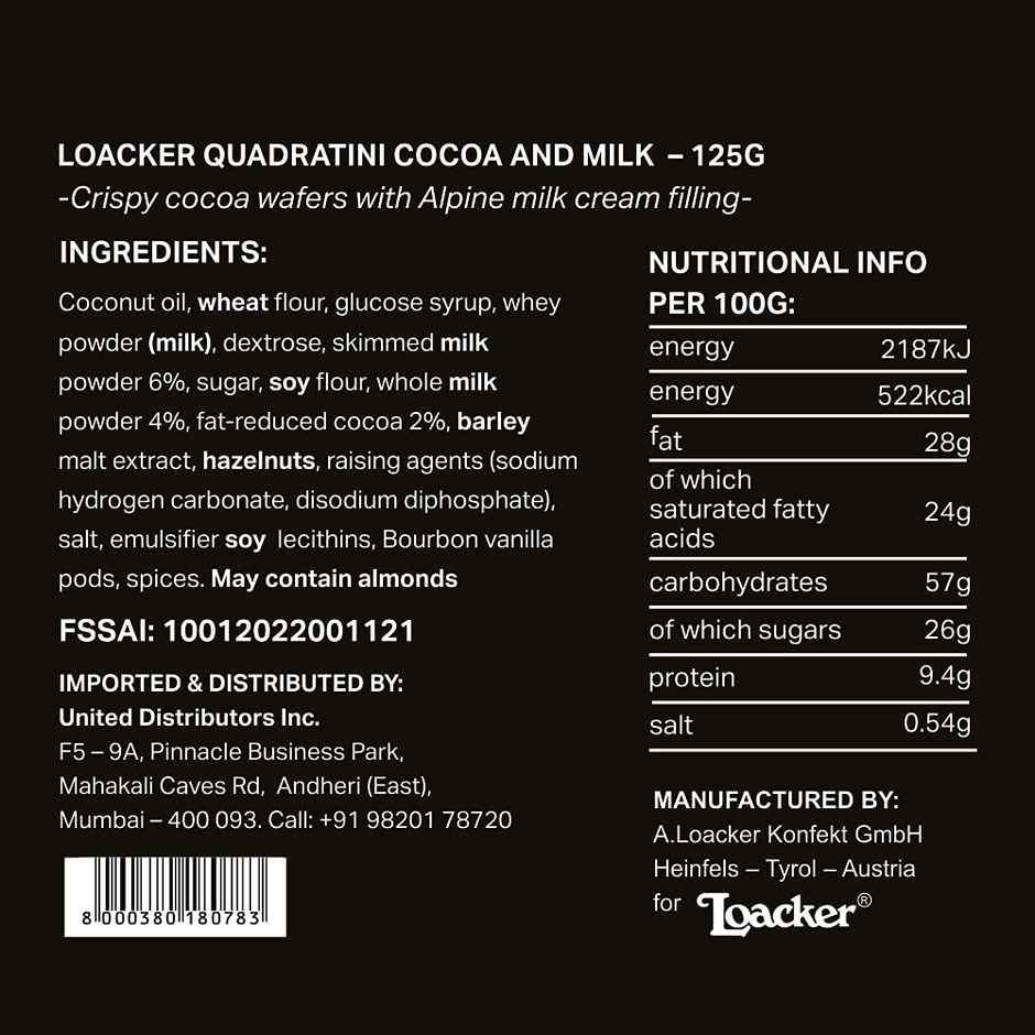 Loacker Quadritini Cacao & Milk 