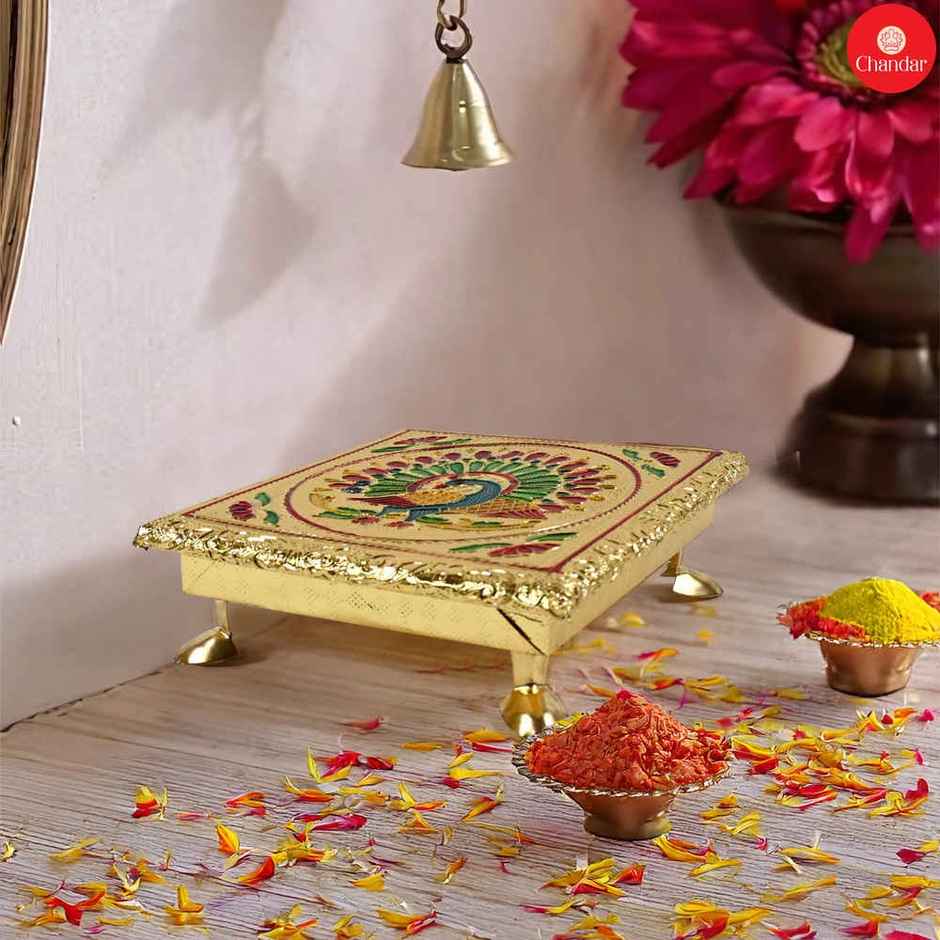 Meenakari Design Puja Chowki | 6 inch | Chandar