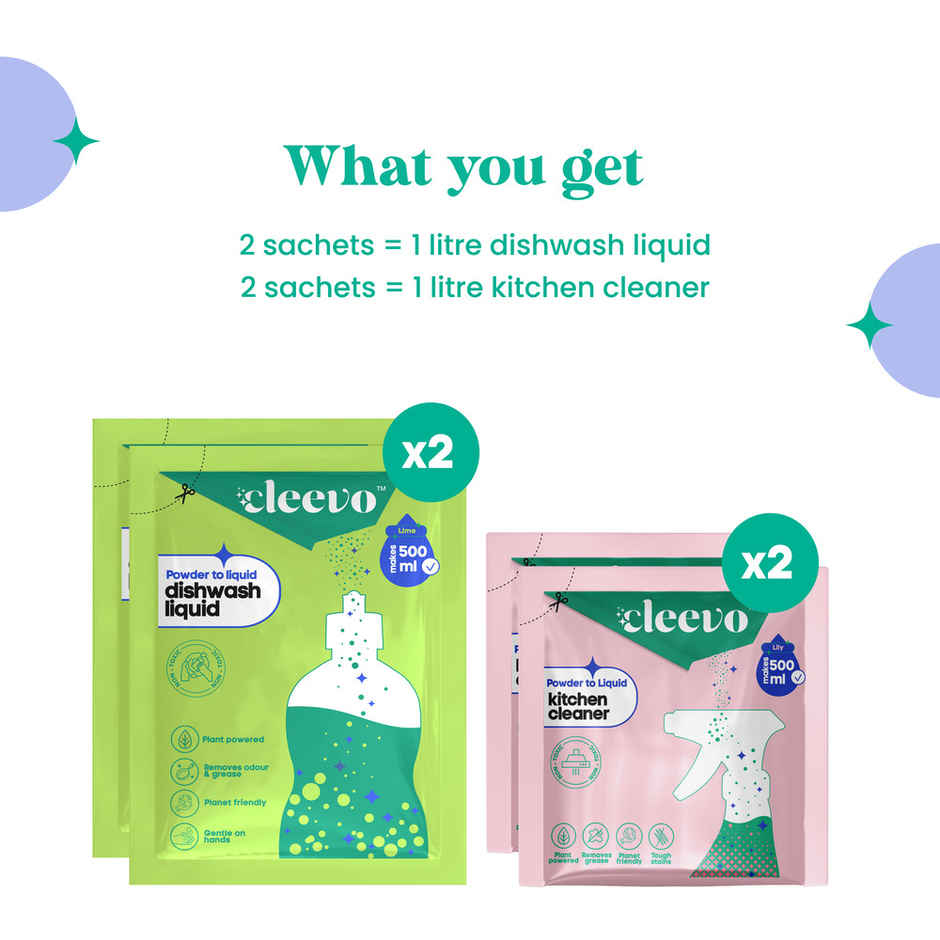 Cleevo Dishwash Gel & Kitchen Cleaning Spray