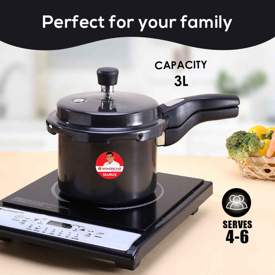 Wonderchef Taurus Hard Anodized Outer Lid Pressure Cooker 3 L