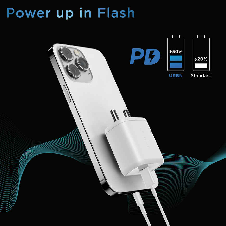 URBN 20W USB C iPhone GaN Charger | 2X Faster Charging | Power Delivery (PD) Adapter |for iPhone 15/14/13/12/11/Pro/Max/Mini | Samsung Galaxy | OnePlus, Pixel, Mi Redmi & More - White