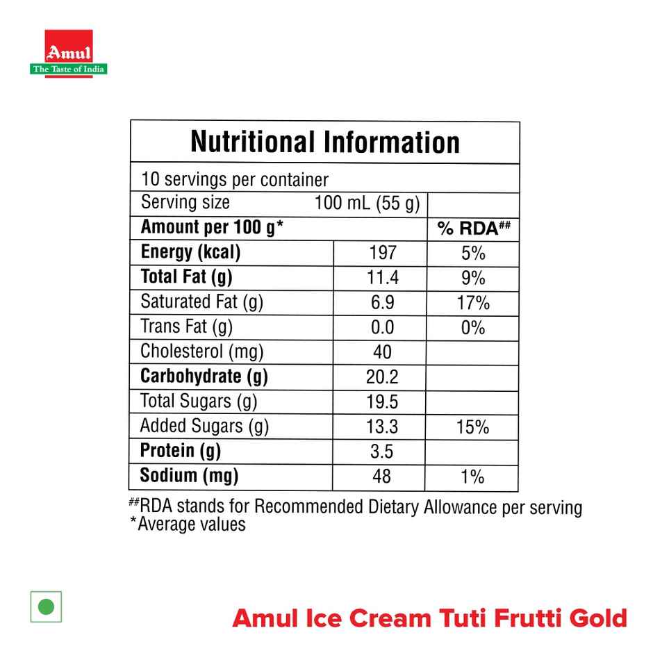 Amul Tutti Frutti Gold Ice Cream Tub