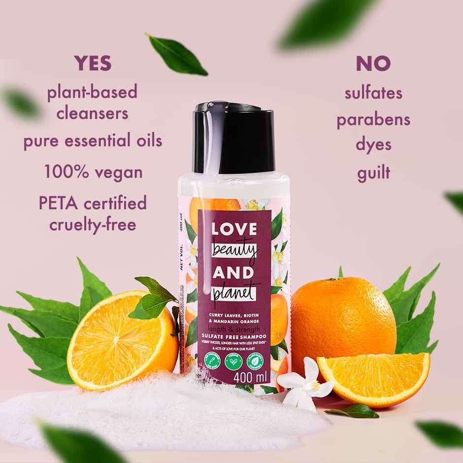 Love Beauty & Planet Curry Leaves Biotin & Mandarin Sulfate Free Shampoo For Long & Strong Hair