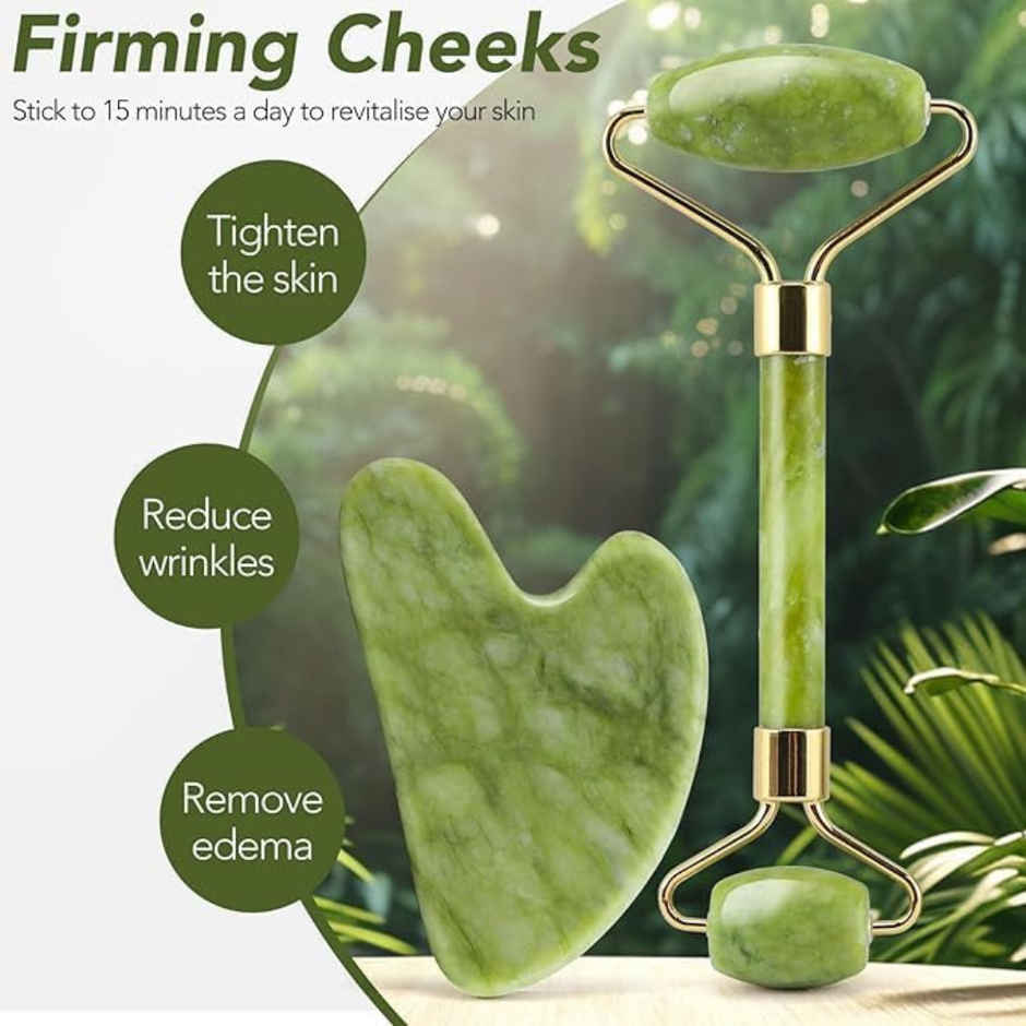 Se7en Jade Roller & Gua Sha Stone Set Anti-Aging Facial Roller