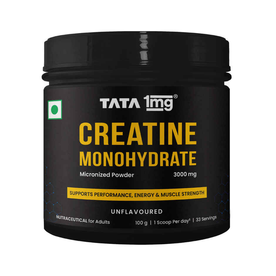 Tata 1mg Creatine Monohydrate Powder, Micronized, Unflavored (33 Servings) | Boosts Strength