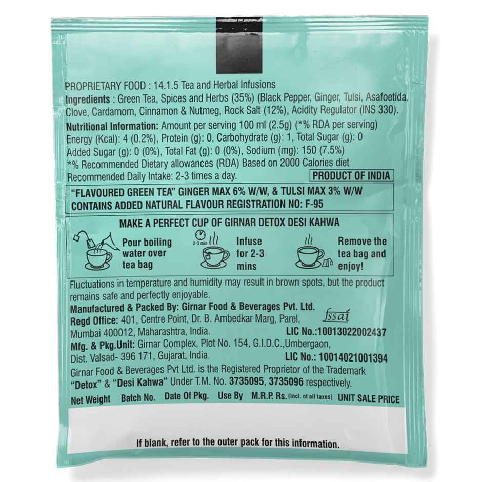 Girnar Detox Desi Kahwa Green Tea Bags