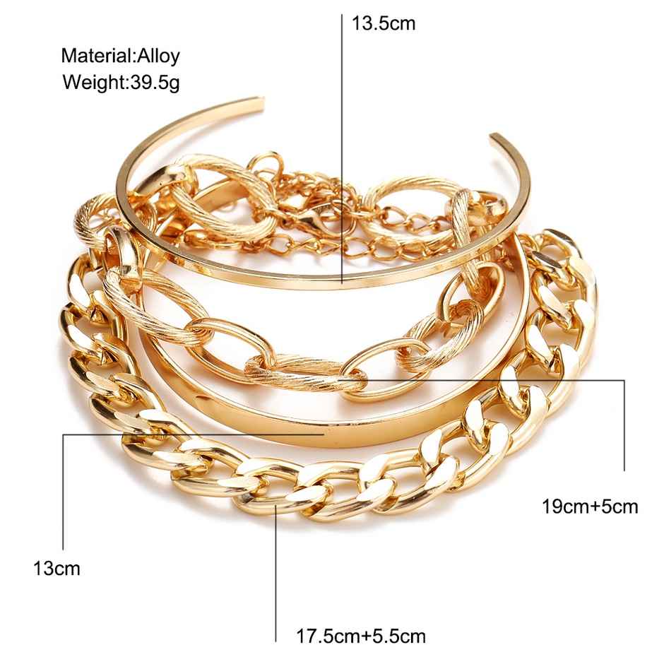 Shining Diva Fashion Set of 4 Stylish Multilayer Gold Plated Bracelet for Women and Girls | 14696b