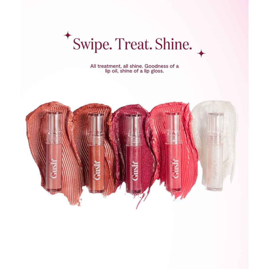 Gush Beauty Glaze Lip Oil Gloss | High Shine & Hydrating Nude Gloss | Sheer Sparkle | Nude Gloss